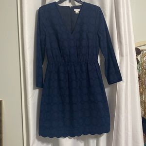 J Crew Navy Eyelet Long Sleeve Short Dress Size 4